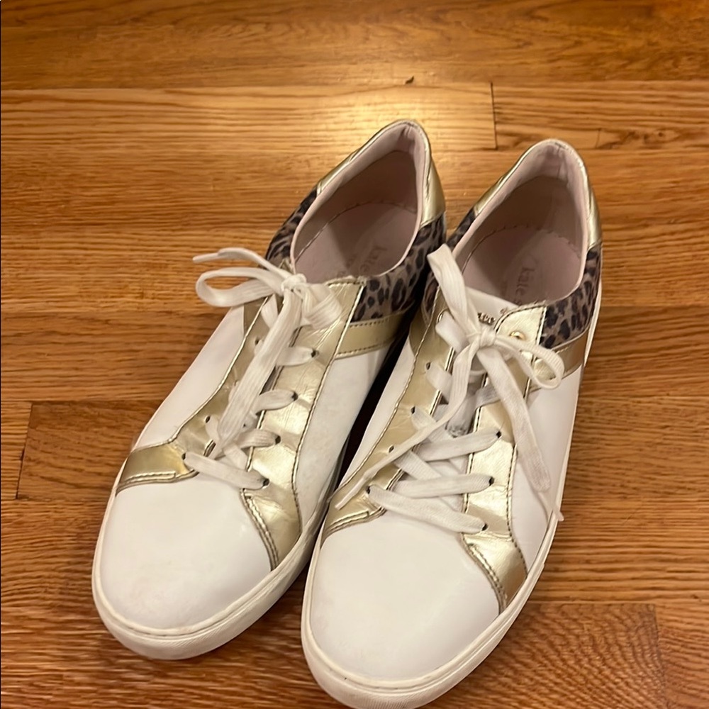 Women's White and Gold Sneakers